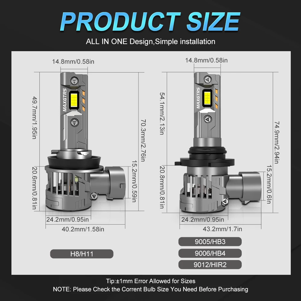 2Pcs 28000LM H8 H11 LED 7535 CSP Chip Car Headlight Bulbs HB4 9006 H9 9005 HB3 LED Fog Lamp Super Bright 6500K White 2025