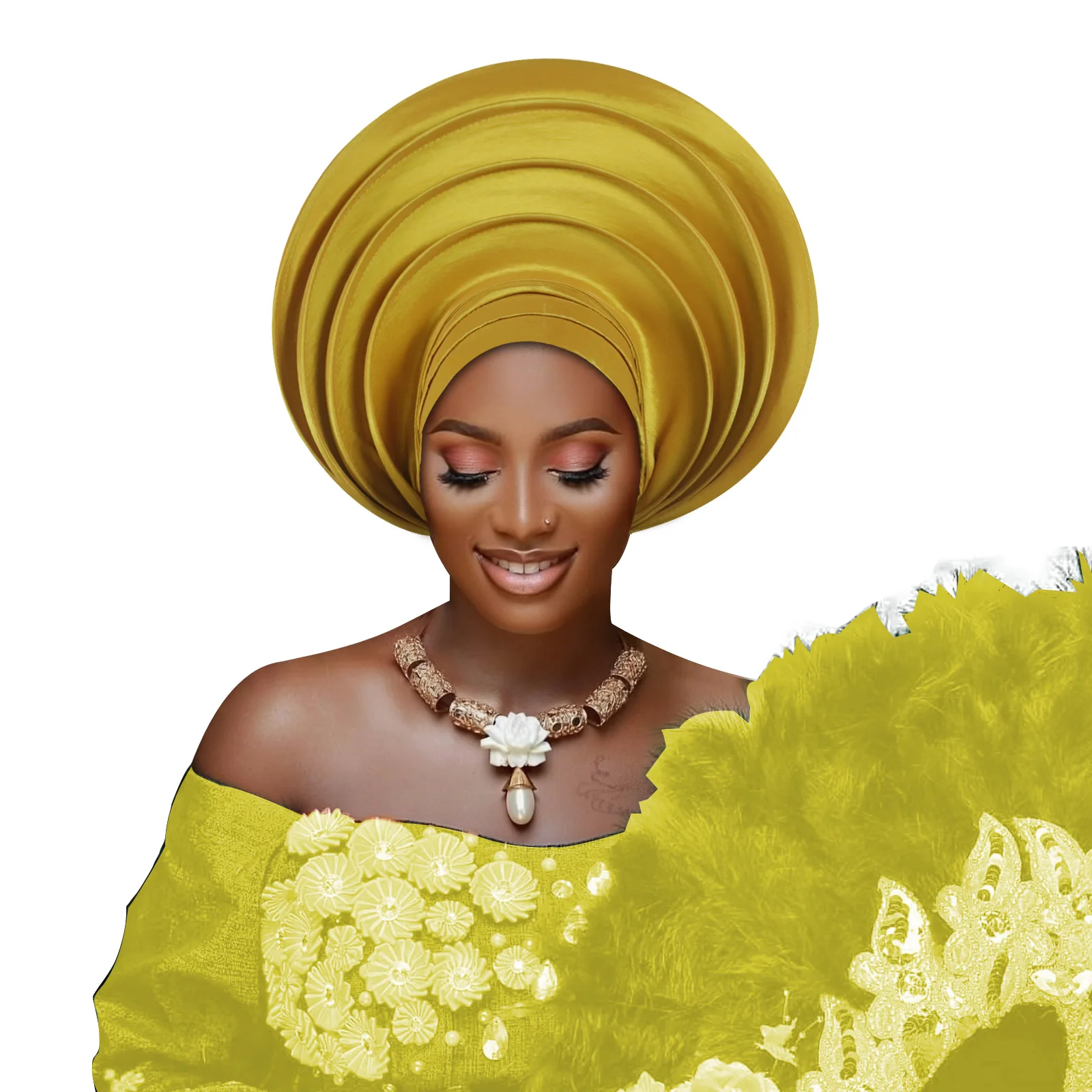 Nigerian Wedding Geles African Headtie Auto Gele Turbans for Women Aso Oke Fabric Muslim Headwear Headpiece Female Head Wraps