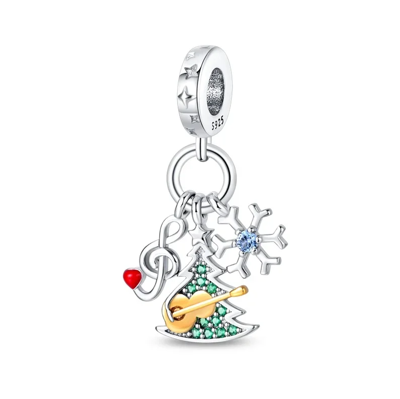 Original 925 Sterling Silver Christmas Gift Snowflake Snowman Moose Beades Charms for Pan Bracelet DIY Ladies Jewellery