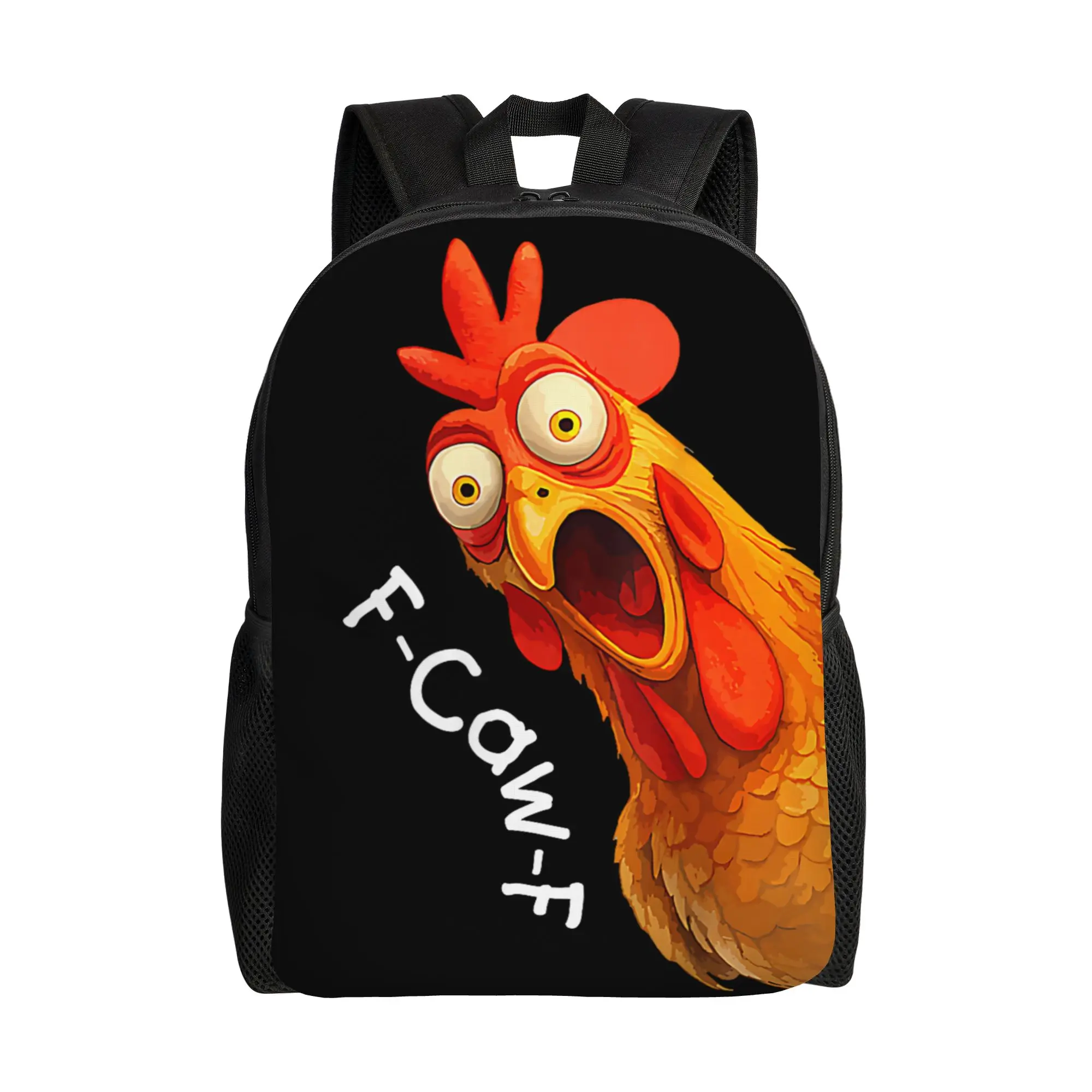 

Забавный рюкзак с мемом F-Caw-F Chicken для мужчин и женщин, крутой повседневный рюкзак для школы и работы, холщовая сумка в стиле дарк-хумор, подарок для студентов колледжей