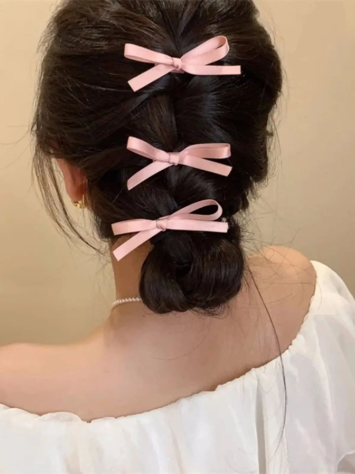 3PCS One Piece Clip Sweet & Spicy Vibe Ribbon Kleines Band Geflochtene Haarspange Prinzessin Frisur Kopfschmuck Clip – Detail 4