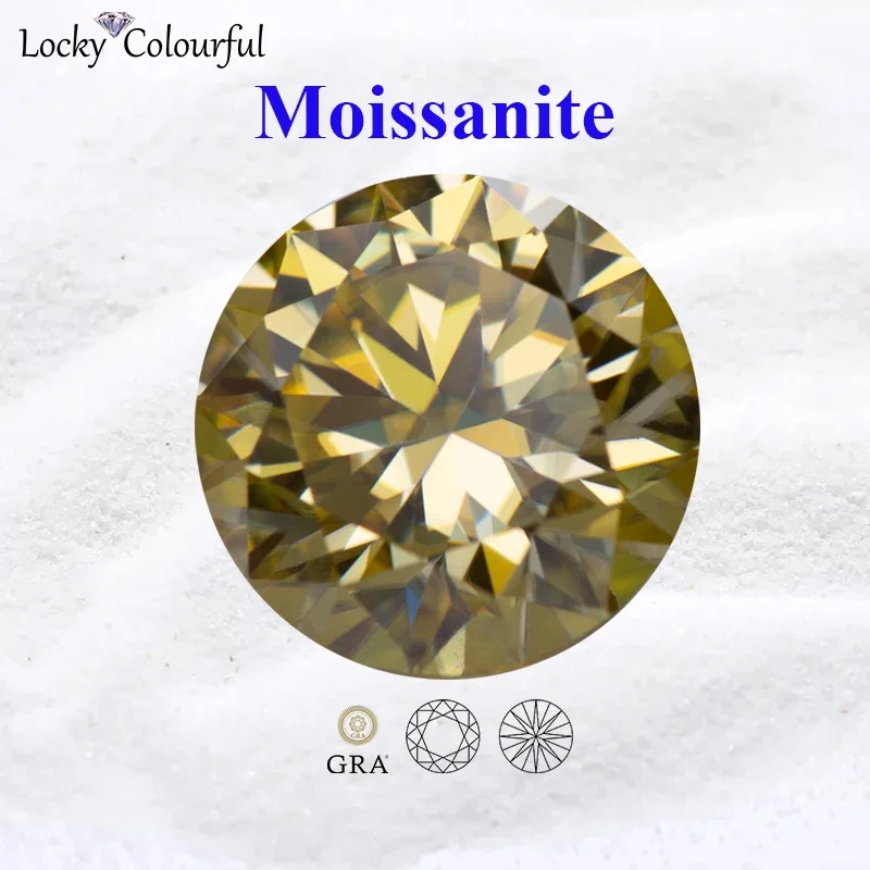 Moissanite Lemon Yellow Color Round Shape VVS1 with GRA Certificate DIY Charms Beads Advanced Jewelry Making Earrings Materials