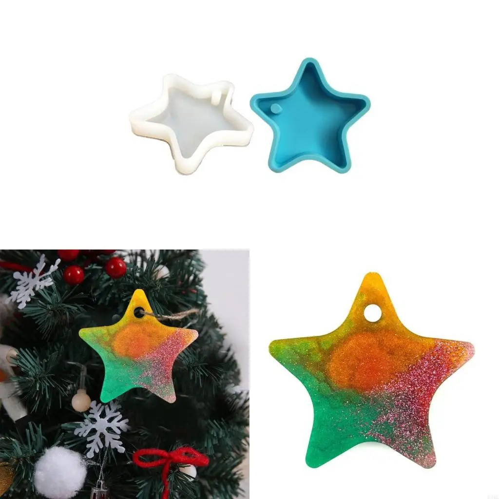 R3MC Shiny Star Keychain Mold Handmade Glossy for Key Chain Decoration Resin Mo