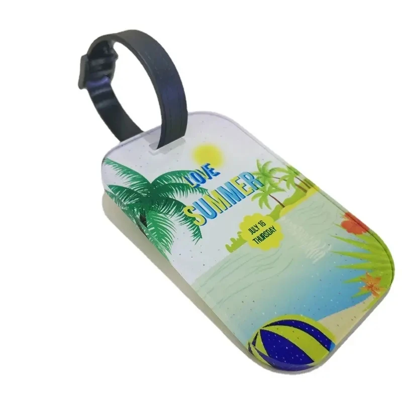 Sublimation Blanko druck Gepäck anhänger benutzer definierte Logo Doppelseite Acryl Koffer Tags Reise zubehör Name ID Adresse Tags