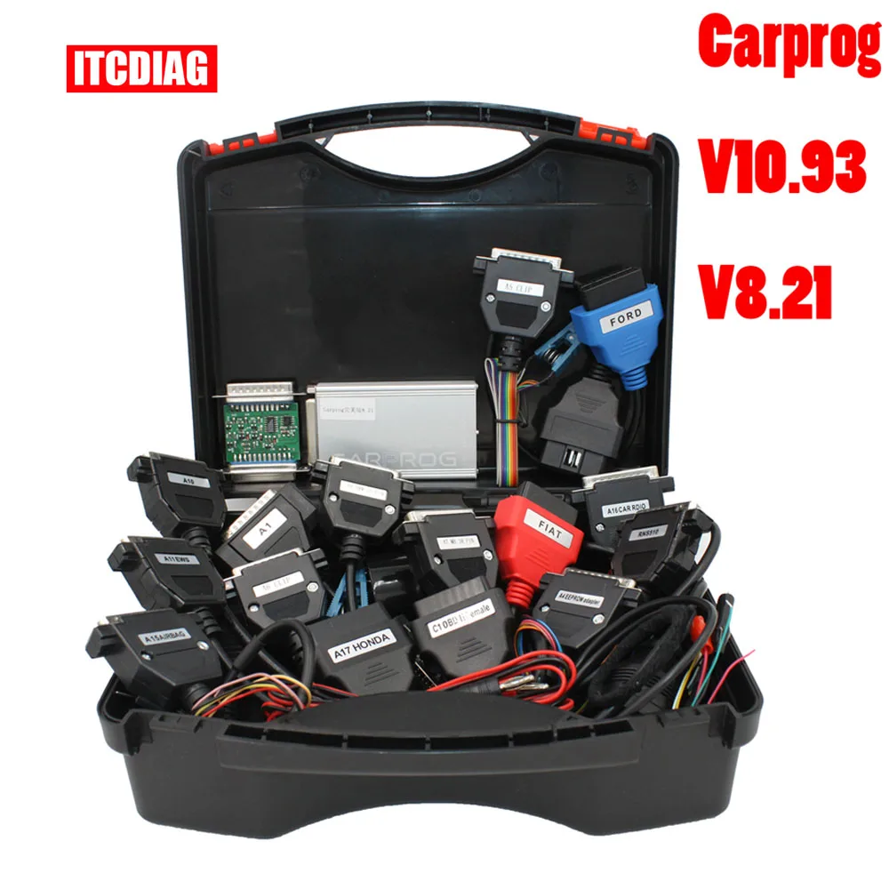 Perfect Online Carprog FW V8.21 V10.93 Full Set Auto Repair Tool Car Prog 8.21/10.93 Airbag/Radio/Dash/ECU Programmer with Box