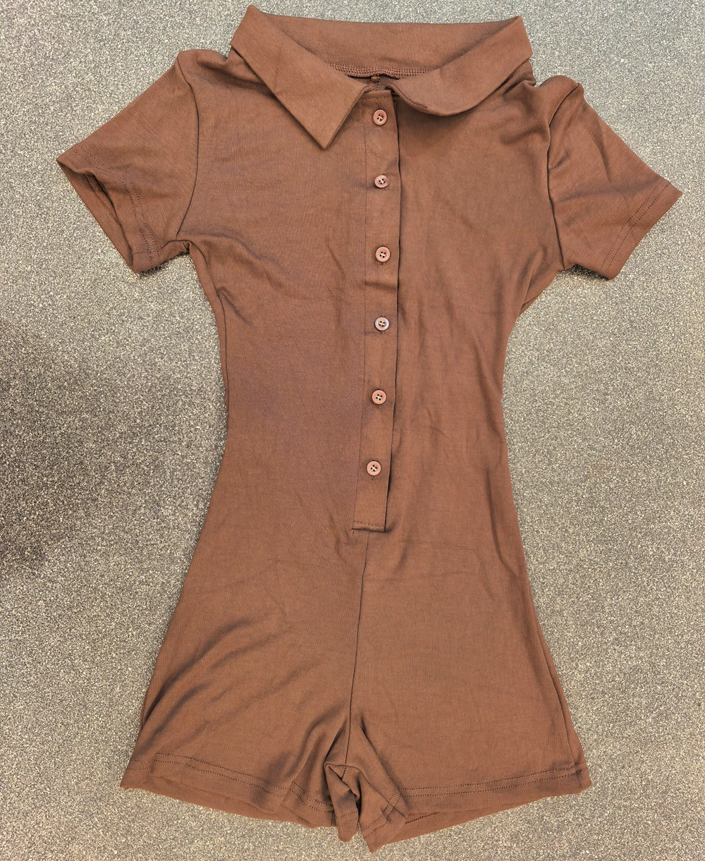 Damen-Romper mit Polokragen und Knopfleiste, Figurbetonter Mini-Jumpsuit, Sexy Frühling-Sommer Streetwear, Einteiliger Yoga-Playsuit – Detail 15