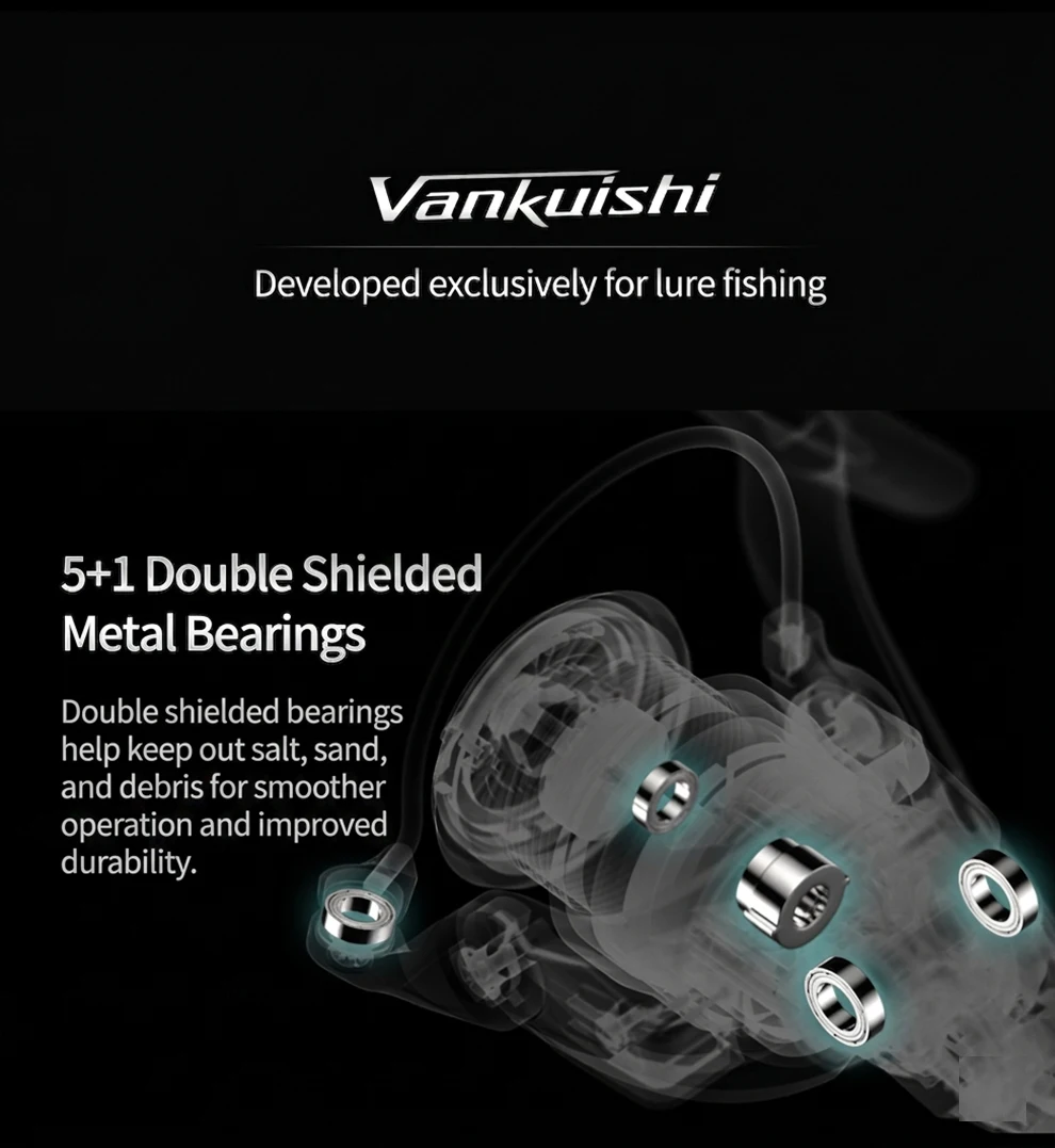 Huidiao Spinnrolle 5.2:1 mit Sanftem Wurfverhältnis, 5+1BB Kohlefaser-Bremsscheibe, 12kg/26,5lb Max Bremskraft für Barsch und Forelle – Detail 7