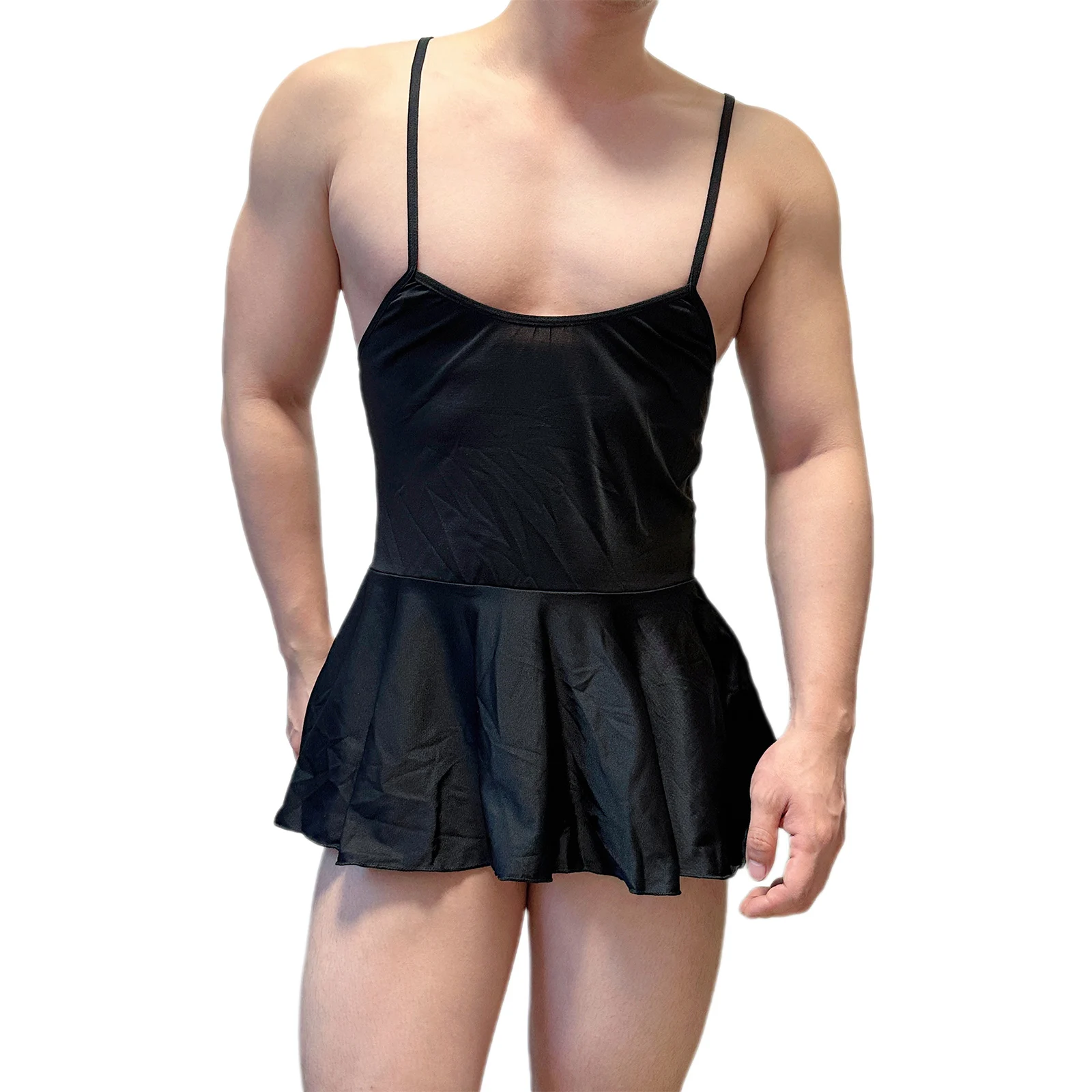 CLEVER-MENMODE Sleep Slip Dress Nightdress Men Sexy Erotic Lingerie Nightgown Crossdressing Backless Mini Sundress Homewear