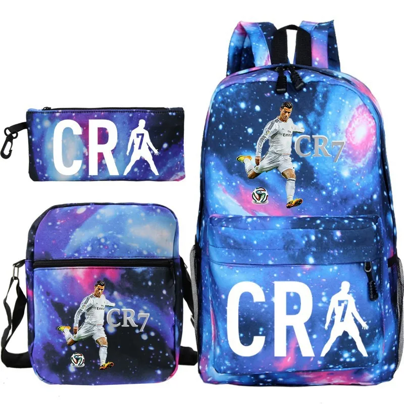 Voetbal Cr7 Cosplay Schooltassen School Rugzak Laptop Tiener Jongens Meisjes Schooltassen 3 Stks/set