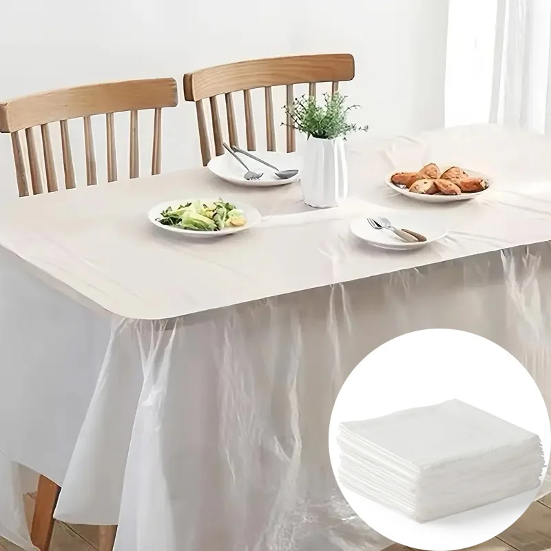 10/20pcs Disposable Tablecloth Waterproof Oil Resistant Thickened Plastic Tablecloth Hotel Banquet Restaurant Cleaning Supplies