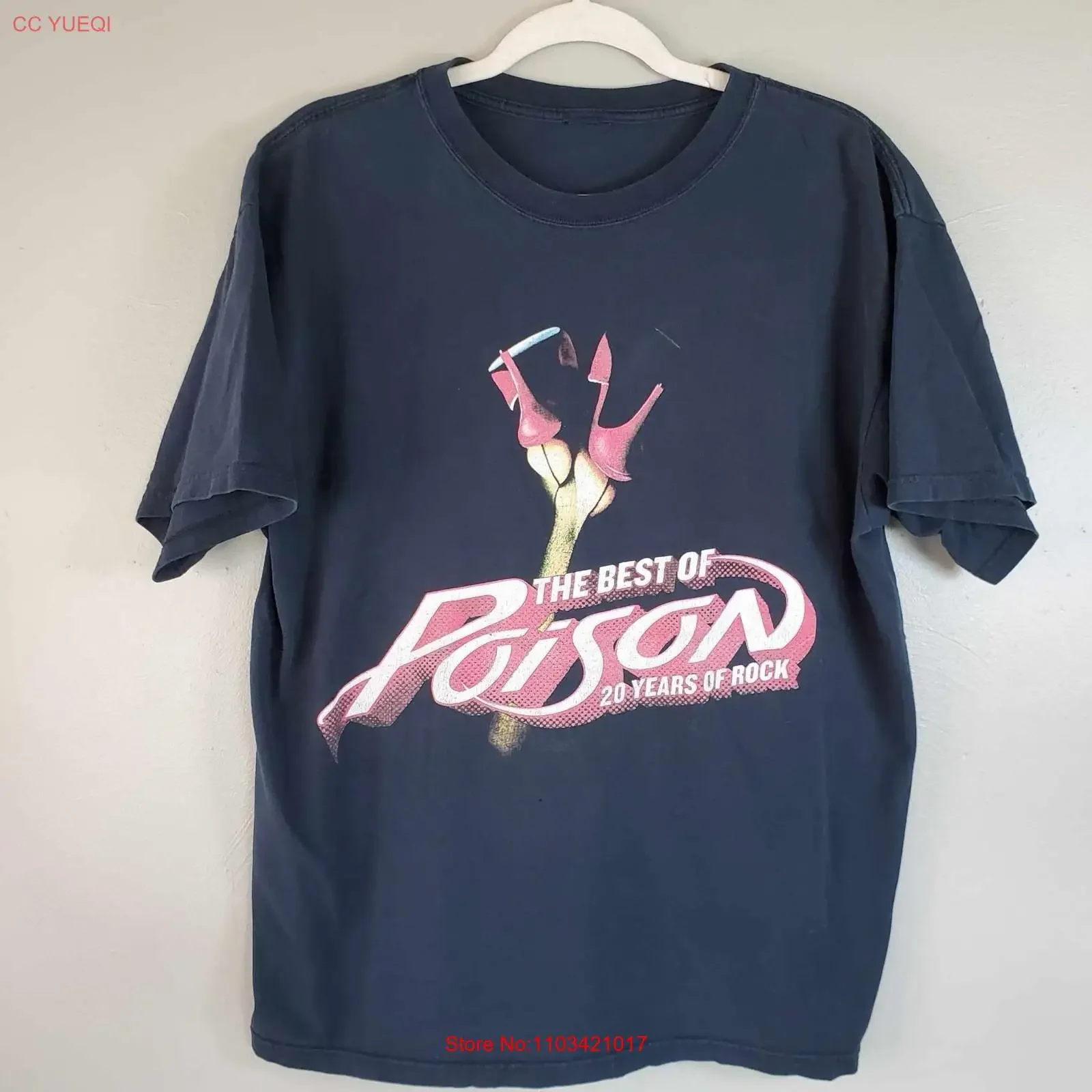 Футболка The Best of Poison 20-летняя Rock USA Concert Tour, размер, большой размер L, винтажная, стираная, повседневная, растянутая, стильная, слегка Футболка The Best of Poison 20-летняя Rock USA Concert Tour, размер, большой размер L, винтажная, стираная, повседневная, растянутая, стильная, слегка