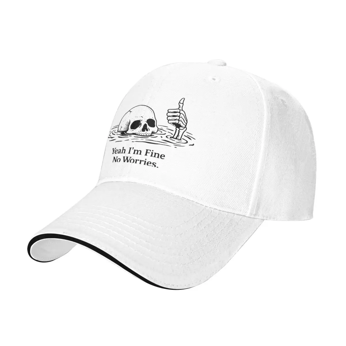 Baseball Caps Yeah I M Fine No Worries Skull Trendy Casquette Unisex Outdoor Summer Caps