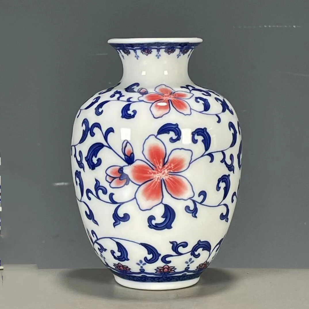 Exquisite Chinese Blue And White Porcelain Vase with Flower Pattern Traditional Asian Decorative Home Accents