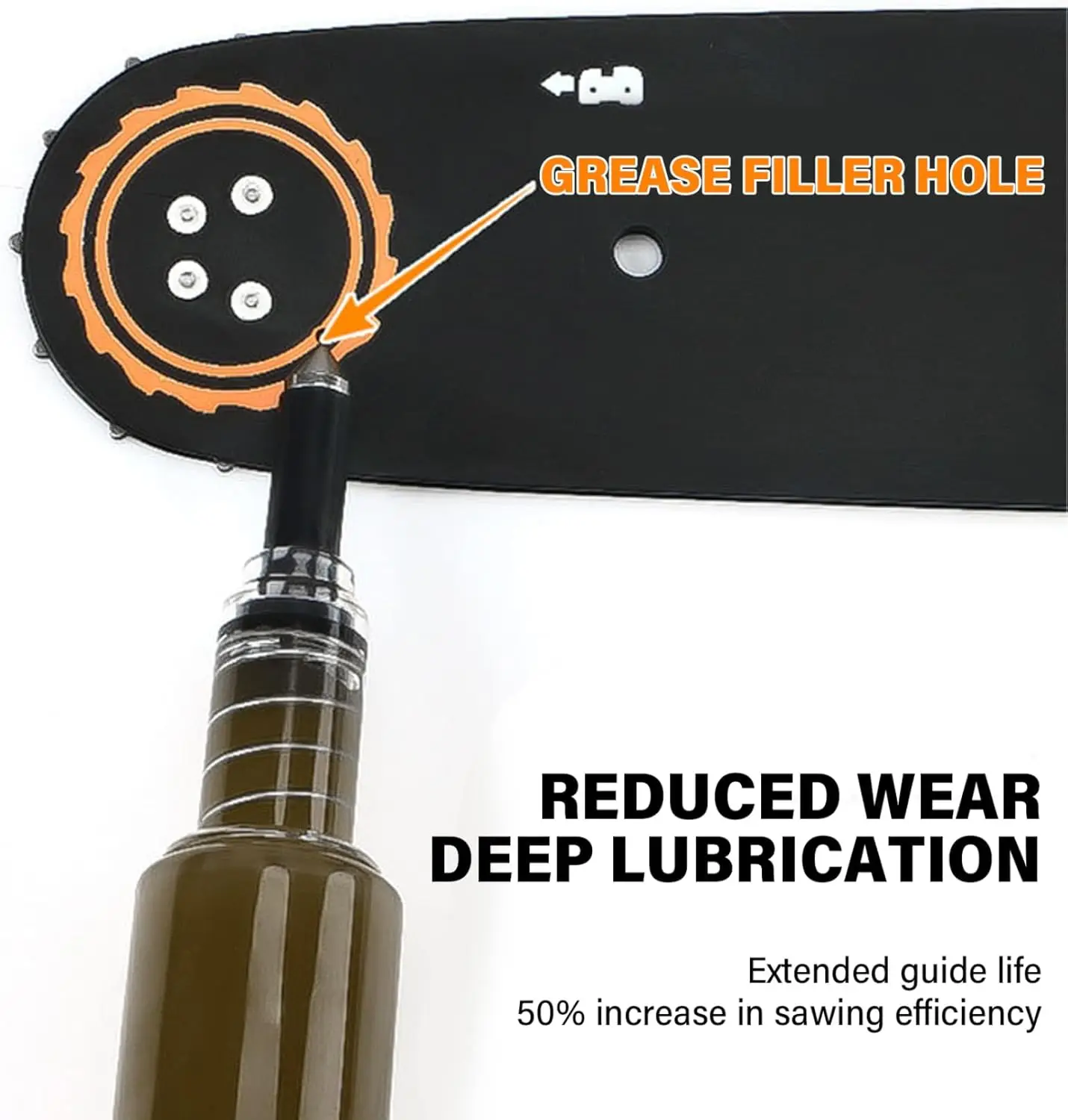 Chainsaw Bar Grease Gun,All-Purpose Lubricant for Chainsaw Guide Bar Sproket Nose, Universal Bar Oil, Chainsaw Accessory