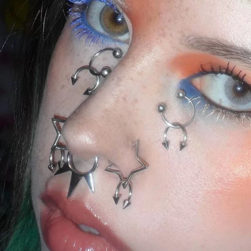 Punk Charms Rivet Nose Ring Goth Fashion Geometric Body Accessories Jewelry Y2K Sexy Nose Ring Aesthetic Fake Septum Piercing