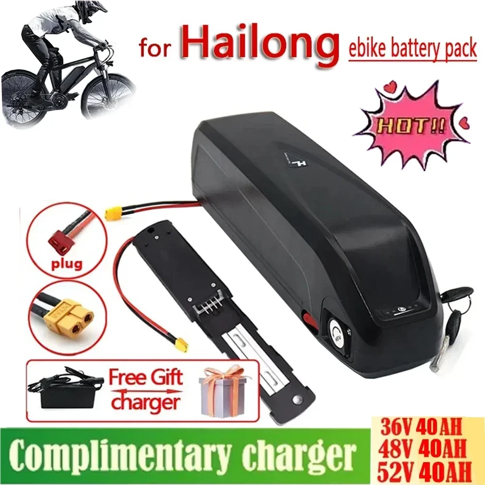 NEW Original 36V 48V 52V 40AH50AH Hailong Battery 30A BMS 350W 500W 750W 1000W 18650 35E Power Cell FreeGift Charger