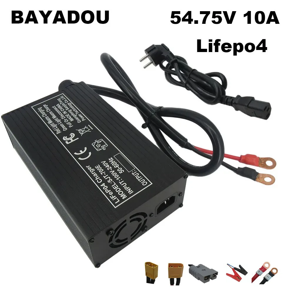 

54.75V 10A LiFePO4 Battery Fast Charger For 48V 15S Iron Phosphate Golf Cart Energy Storage Solar System RV Smart Chargers