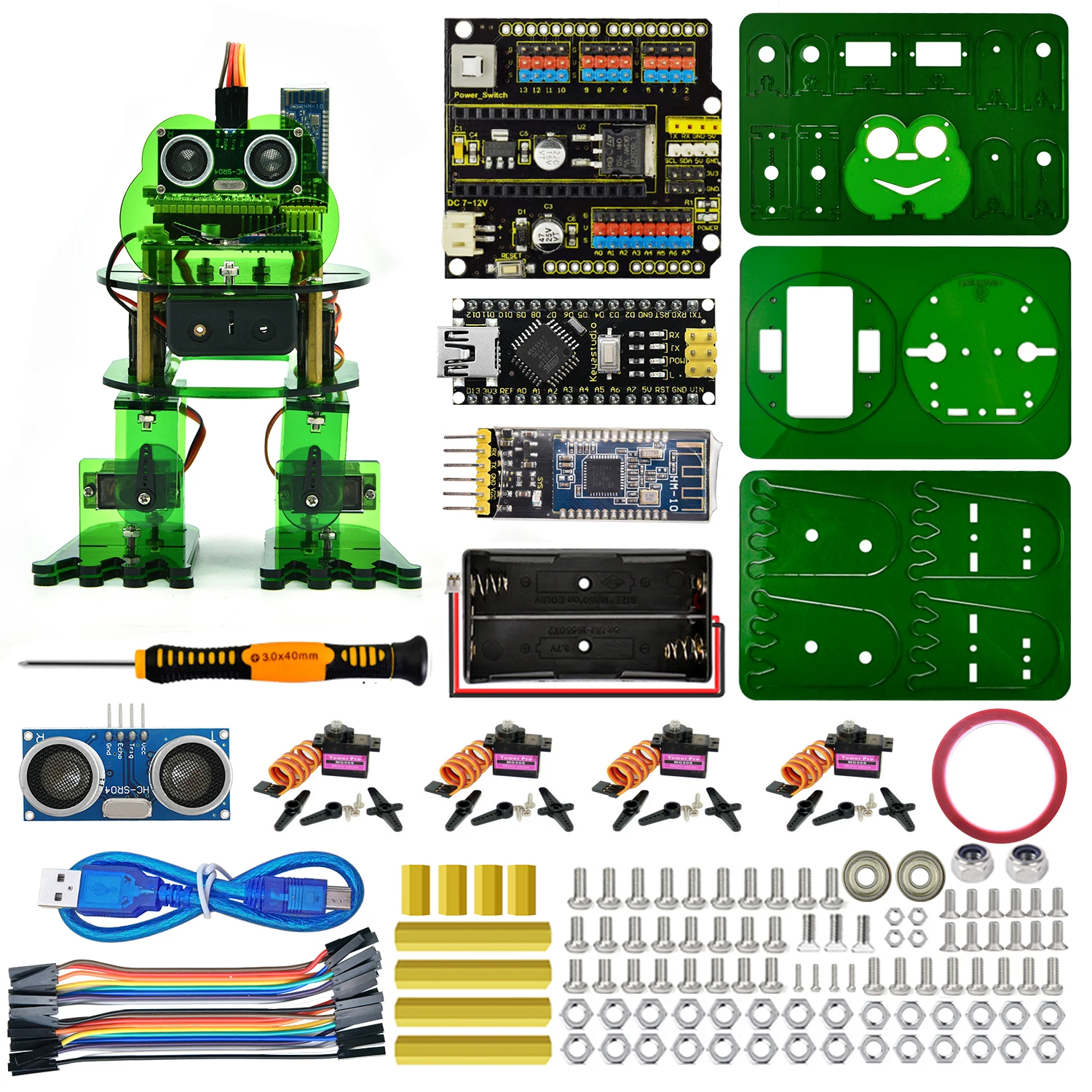 Keyestudio Frog Robot Car Kit For Arduino Robot Compatible With  Arduino Nano Suporting Mixly Blocks Coding