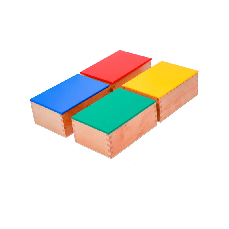 Colored Knobless Cylinders Set of 4 w/ Box Montessori Sensorial Materials for Visual Sense Early Development Educational Toys