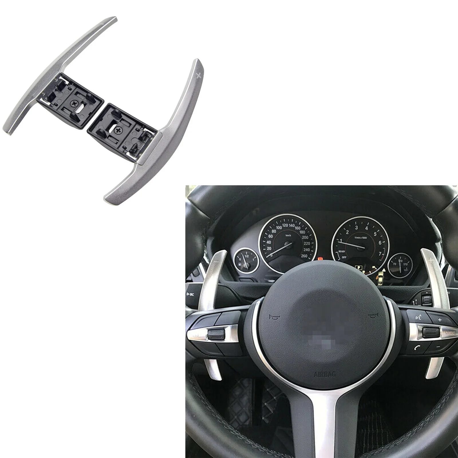 

Steering Wheel Paddle Shifter For BMW 1 2 3 4 5 Series X2 X3 X5 X6 M2 M3 M4 M5 M6 F20 F22 F30 F31 F32 F10 F25 F15 F16 Silver