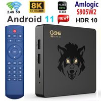 Q96 IP60 Smart TV Box Android 11 Amlogic S905W2 Quad Core 2.4G/5G WIFI 8K UHD Set Top Box HDR Media Player H.265 TV Box 3D HDR