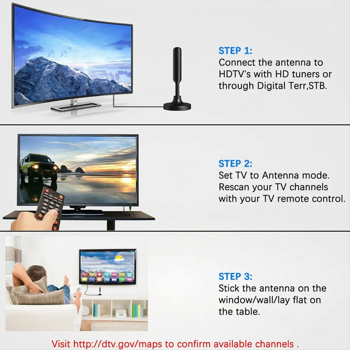 ABGN TV Antenna HDTV-T Digital TV Antenna High Gain for Indoor Outdoor Smart TV Signal Reception B