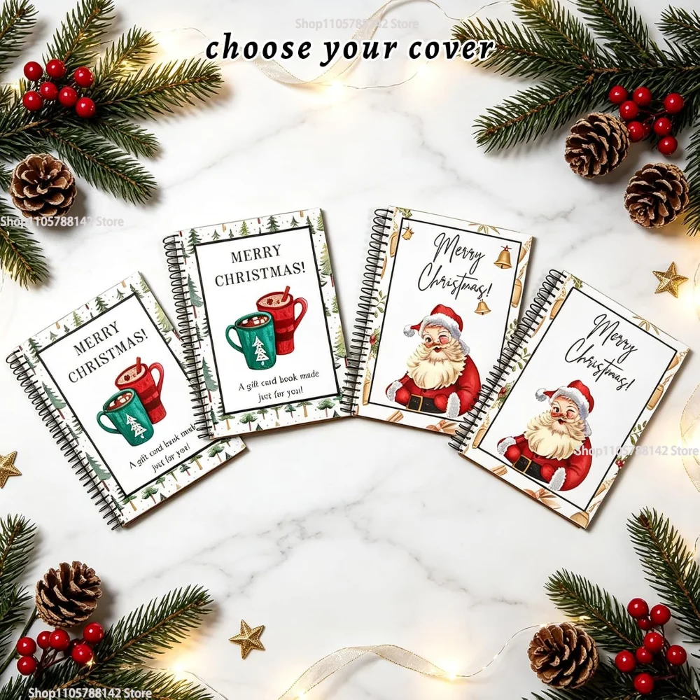 New Merry Christmas Gift Card Book,Spiral Bound Card Book- Surprises On Every Page DIY Personalized Xmas for Party Favors
