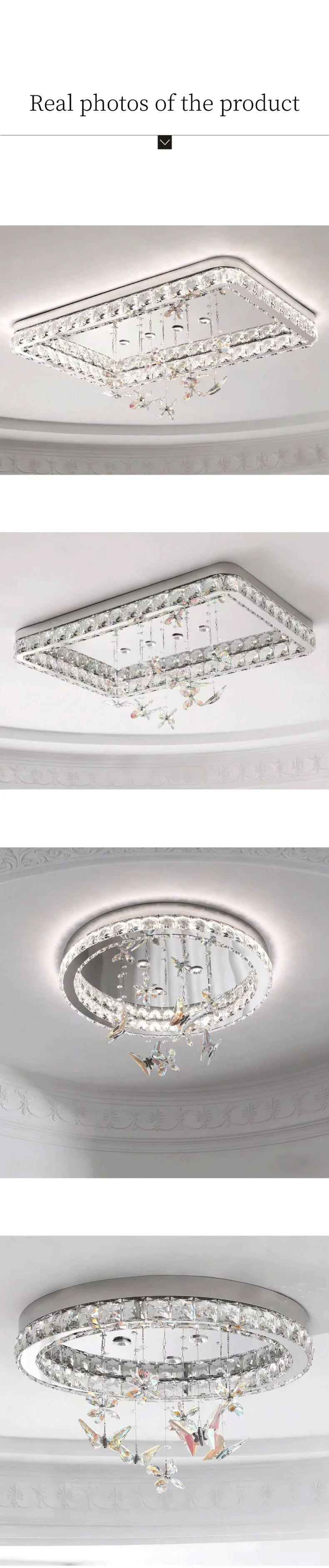 Bedroom Crystal LED Ceiling Lamp Living Room Steel