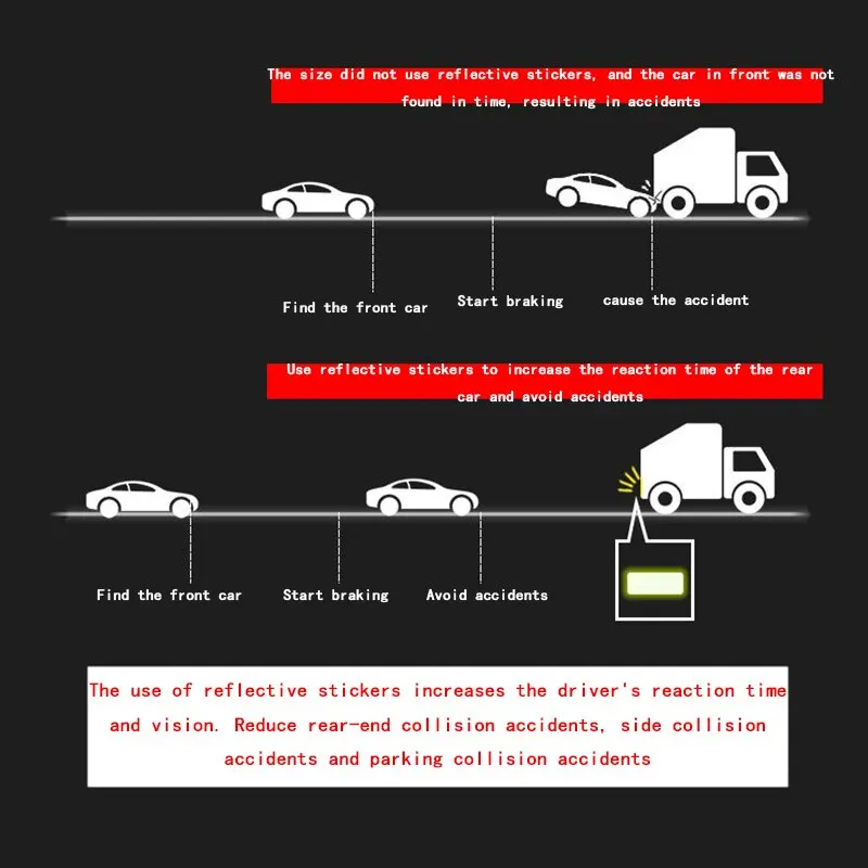 車の反射ステッカー,反射警告テープ,安全性,10個,3x8cm