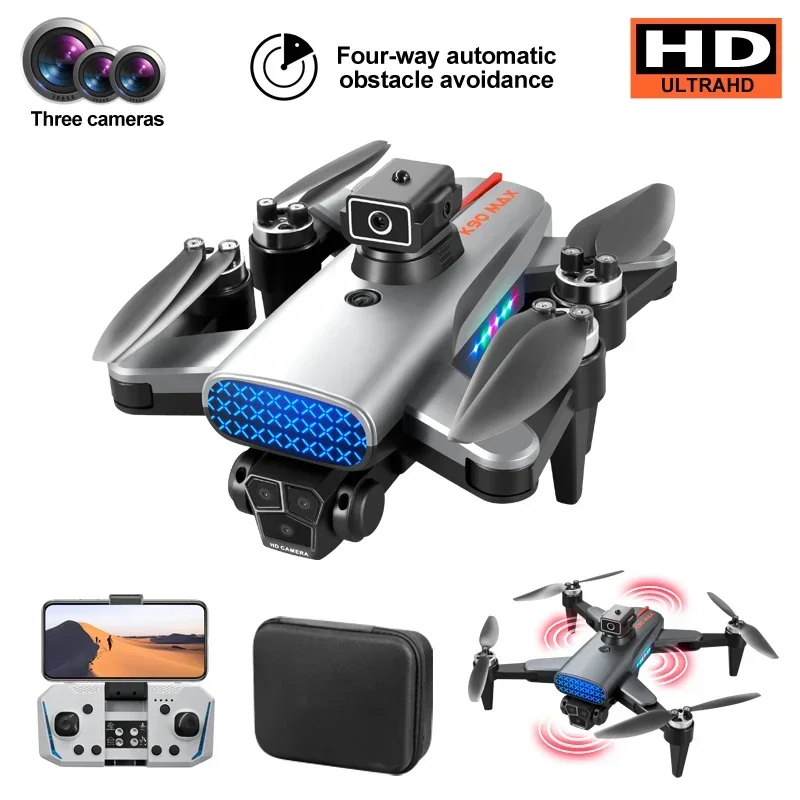 K90MAX Drone Professional 4K Wifi Obstacle Avoidance HD Triple Camera GPS Brushless Motor Foldable Remote Control Quadcopter