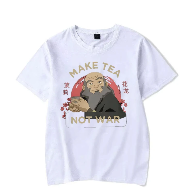 الصورة الرمزية آخر Airbender الرجال امرأة تي شيرت Iroh جعل الشاي لا الحرب تيز تي شيرتات قصيرة الاكمام موضة عادية زوجين بلايز