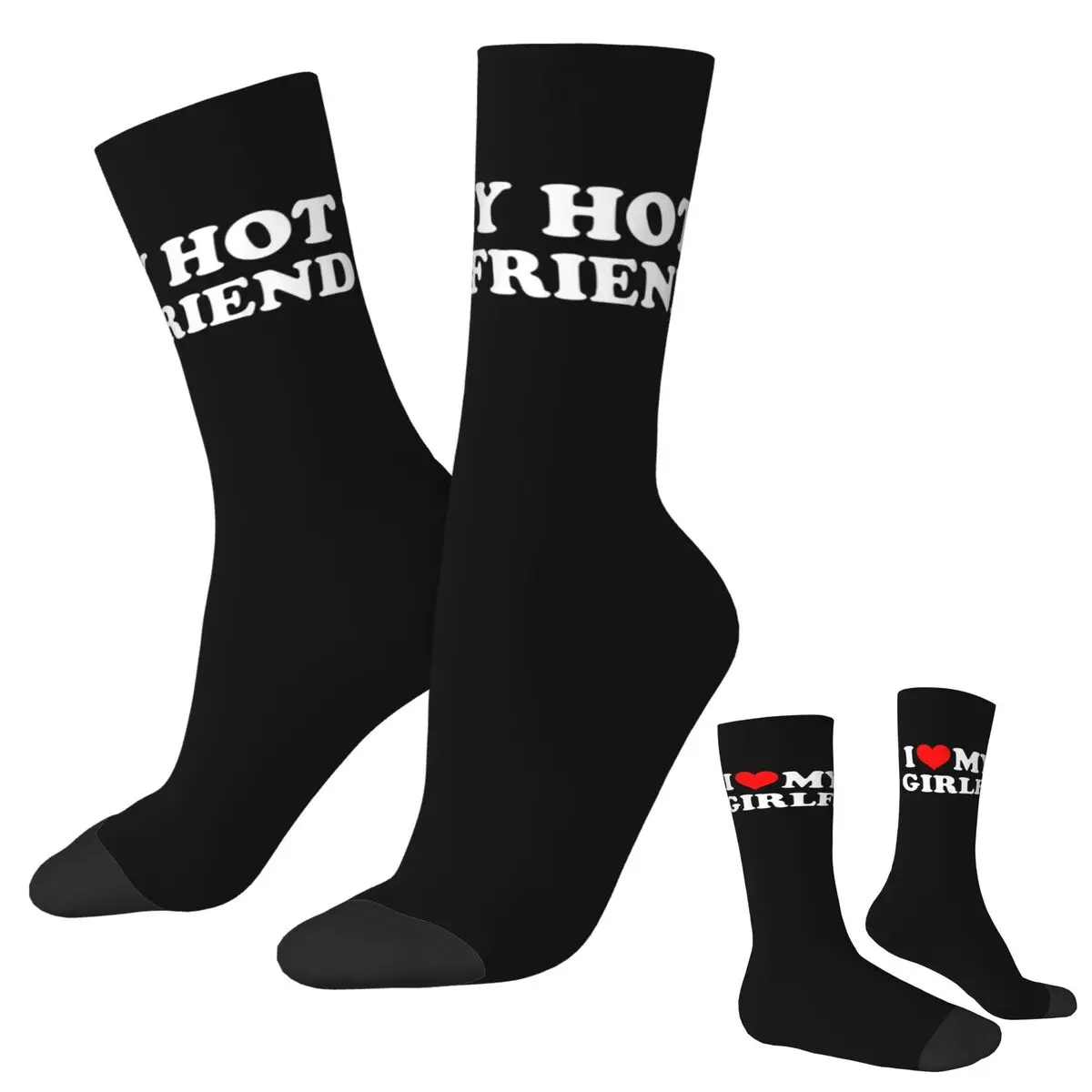 

I Love My Hot Girlfriend I Heart My Hot Girlfriend Socks Harajuku Super Soft Stockings All Season Long Socks Christmas Gifts