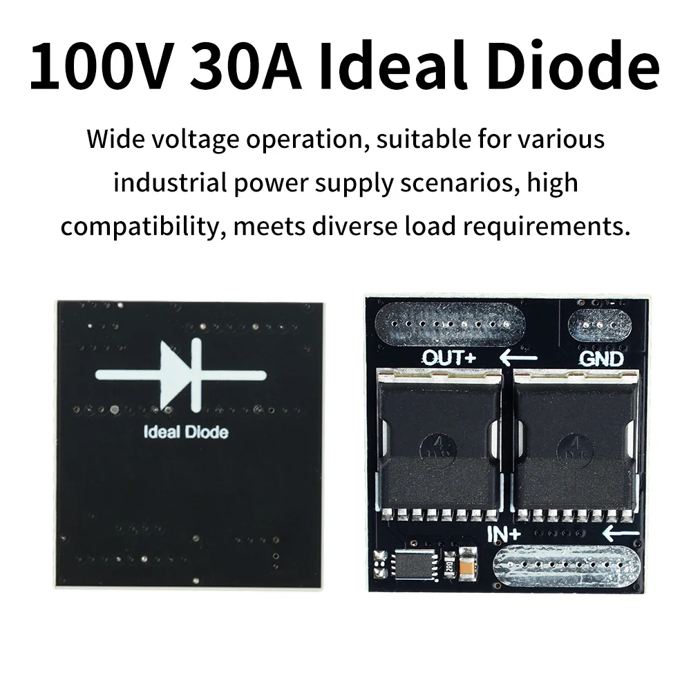 Ideal Diode Module 100V/30A 60V/10A Anti-Backflow Rectifier Board Ultra-Low Power Industrial Power Protection