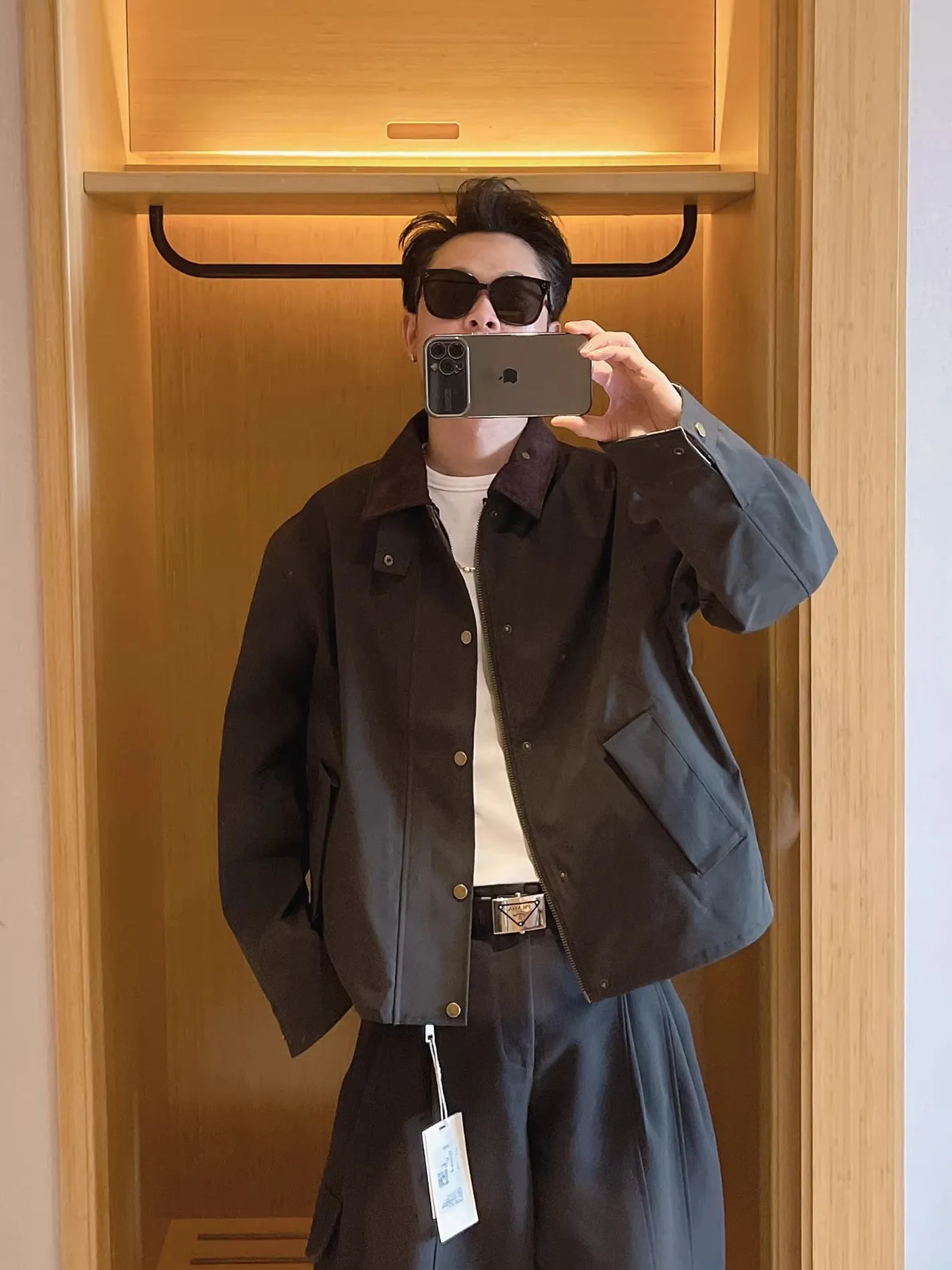 

Мужская демисезонная куртка свободного кроя с клетчатым воротником и вставками, модная, из хлопкового денима, немнущаяся, повседневная верхняя одежда