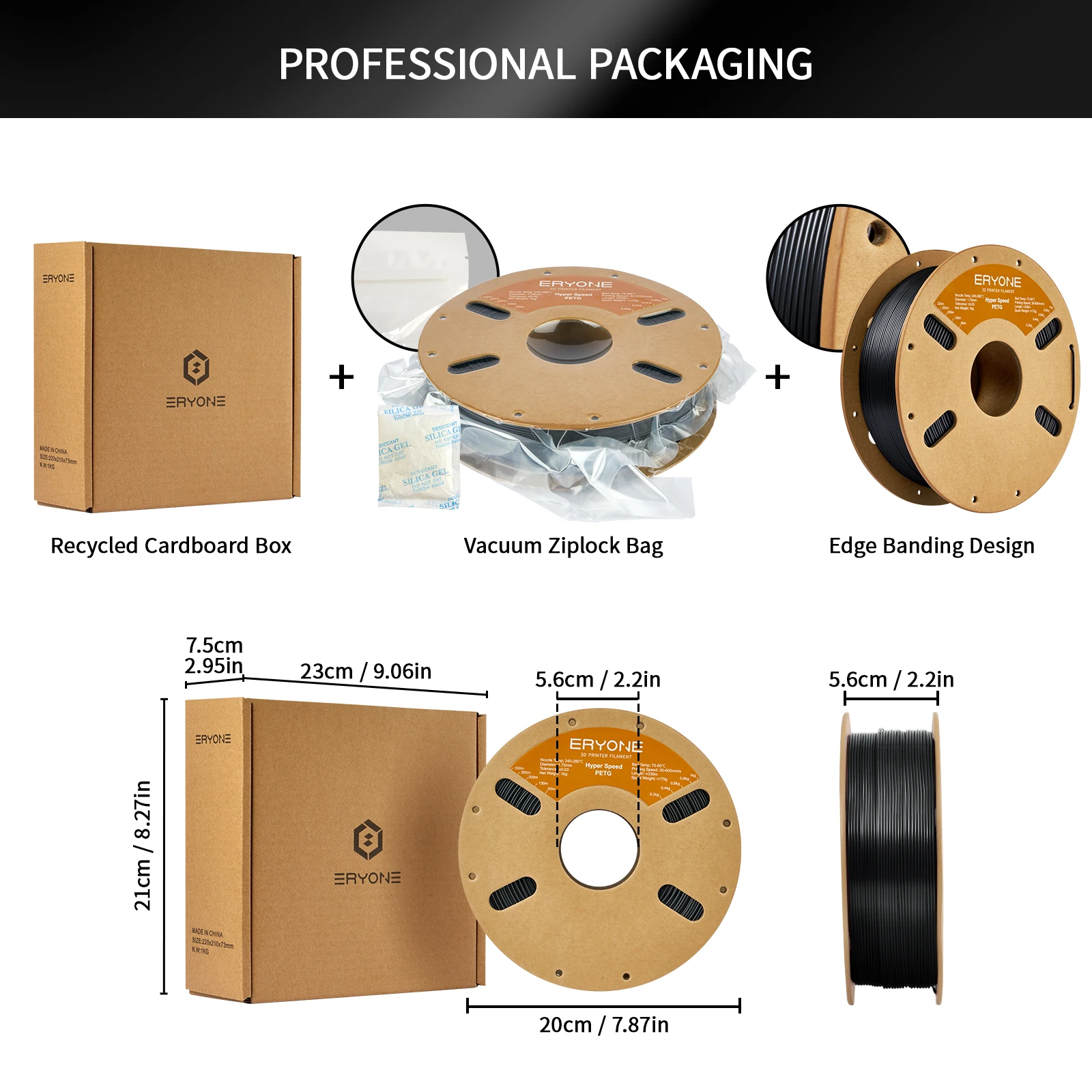 ERYONE High Speed PETG Filament 1.75mm +/- 0.03mm, 3D Printing Filament PETG Fit Most FDM Printer, 1kg (2.2LBS) / Spool