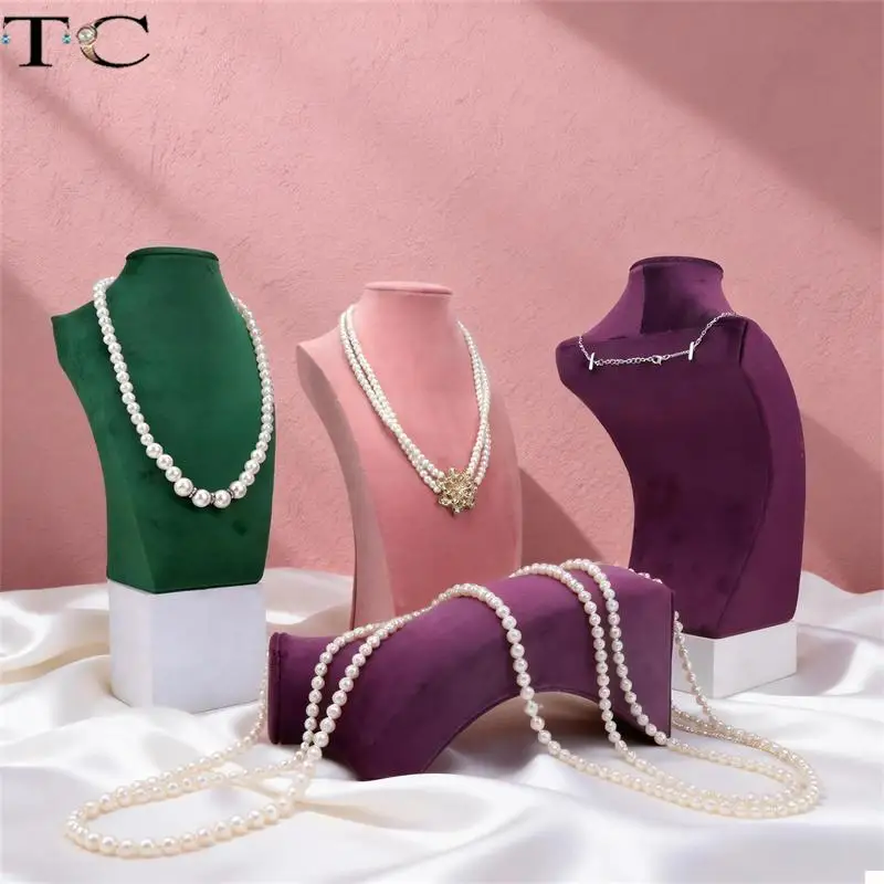Velvet Upright Jewelry Display Stand Mannequin Neck Jewelry Srore Necklace Display Prop Available in Various Colors and Sizes