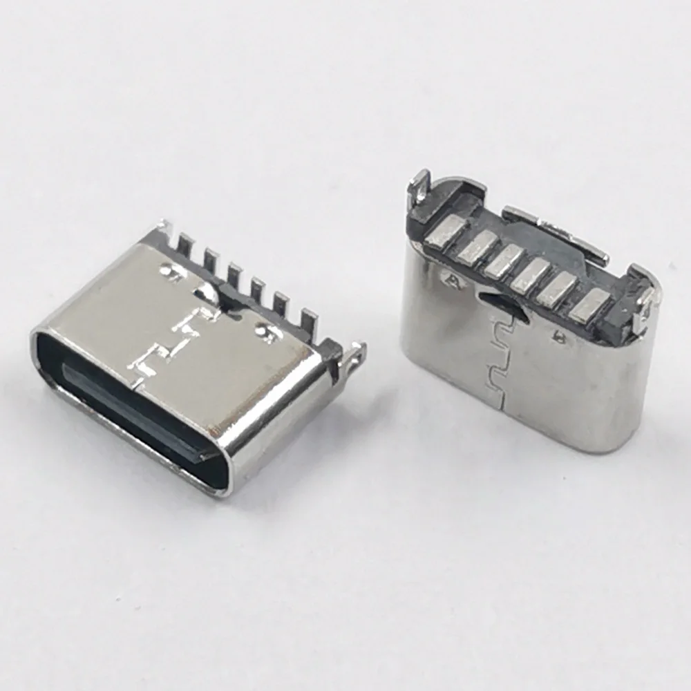 

50pcs 6P Micro USB JACK 3.1 Type-C 6Pin Female Connector 180 Degree SMD For Mobile Phone Charging Port Charging Socket