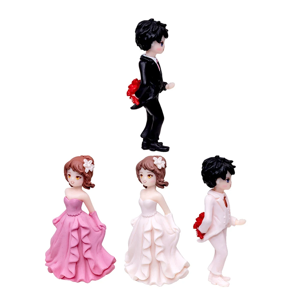 

2pcs Romantic Couple Figurines Mini Wedding Cake Toppers Bride Groom Statues For Couples Decor Home Office Wedding Decoration