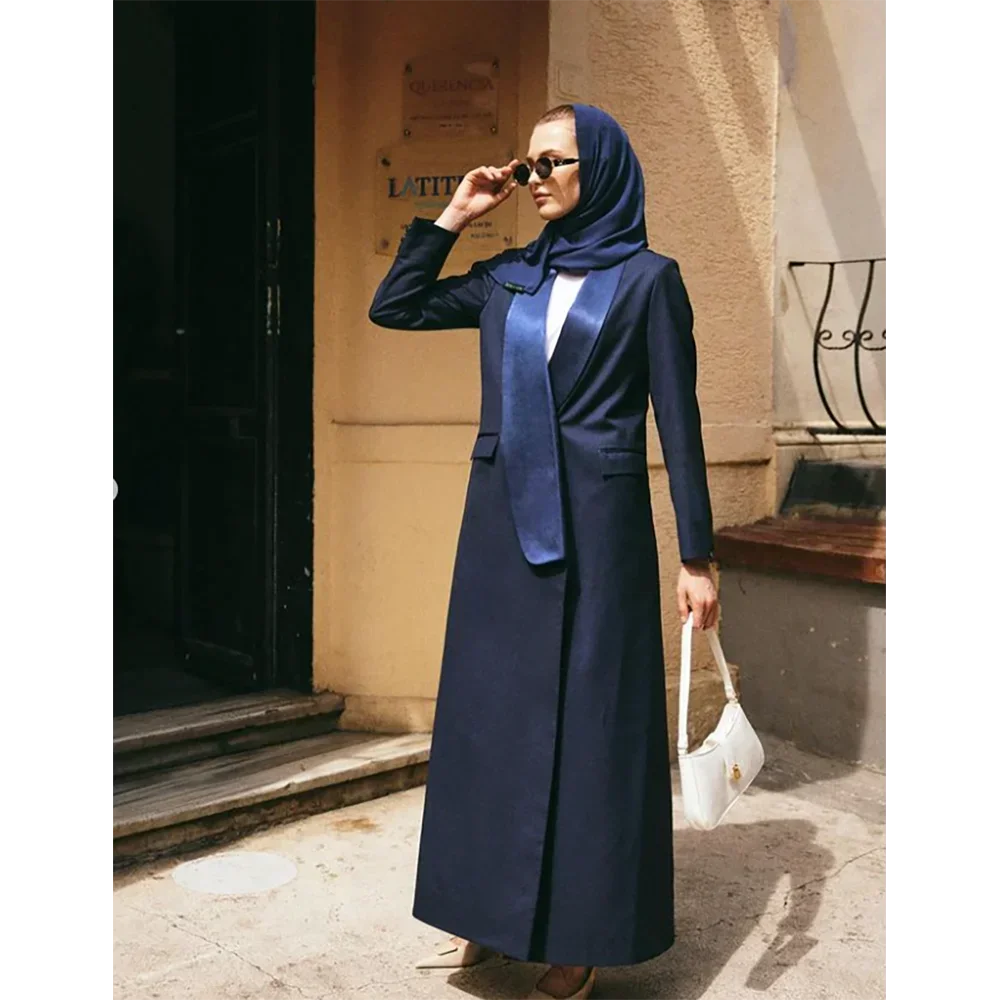 Luxury Elegant Women Long Jacket Female Daily Coat Formal Ankle Length Dress Robe Femme Musulmane