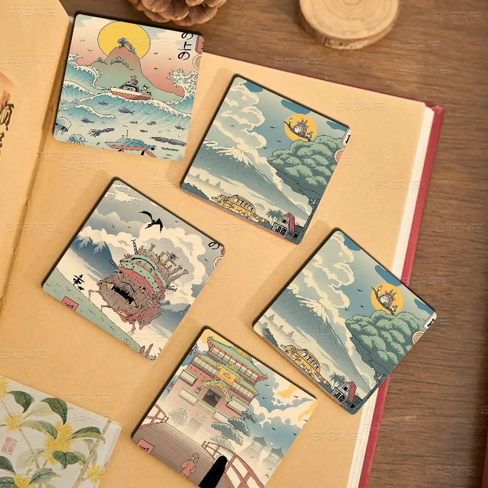 Colección Studio Ghibli Ukiyo-e, imanes de nevera con foto personalizada, decoración magnética redonda para refrigerador, regalos conmemorativos para boda
