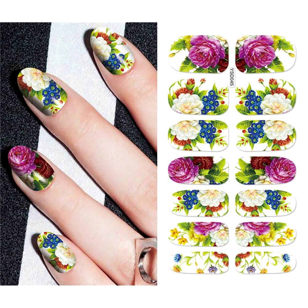 Marca de agua Nail Art pegatina Luna leopardo Color transferencia de agua decoración de uñas flores grandes pegatinas de transferencia de manicura para uñas