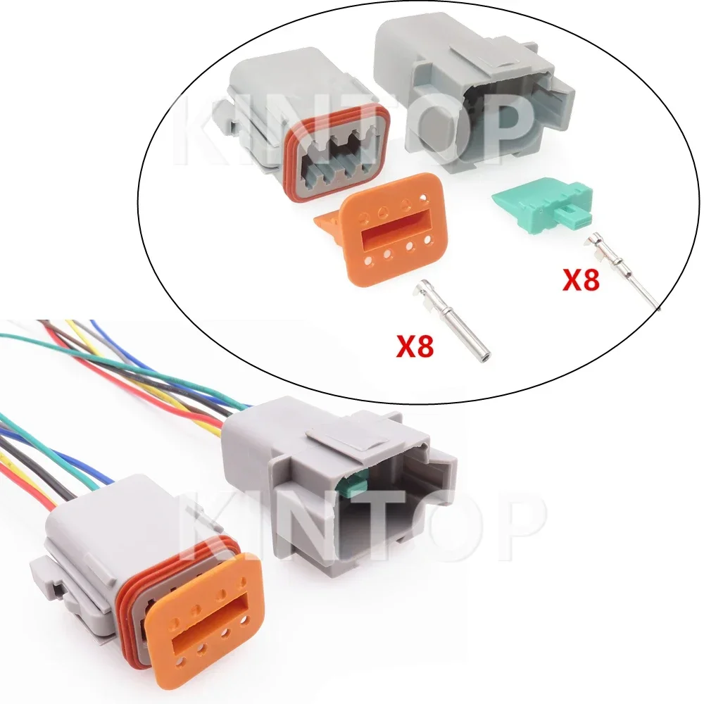 

1 Set 8 Pins DT04-8P AC Assembly Car Male Female Daytime Running Light Cable Harness Socket DT06-8S Auto Replacement Plug Parts