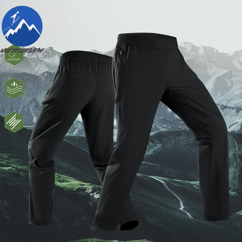 

Maxbarley Sweatpants Men Jogger Men High Stretch Ice Silk Hiking Pants With Zipper Pockets Breathable Elastic Sports Trousers