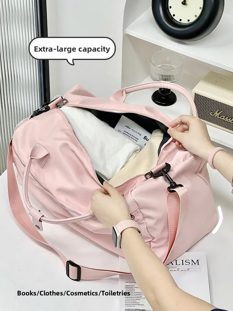 Large Capacity Travel Bag Handheld Luggage Storage Bag Simple Pure Color Multi-Functional Fitness Bag Nylon Material