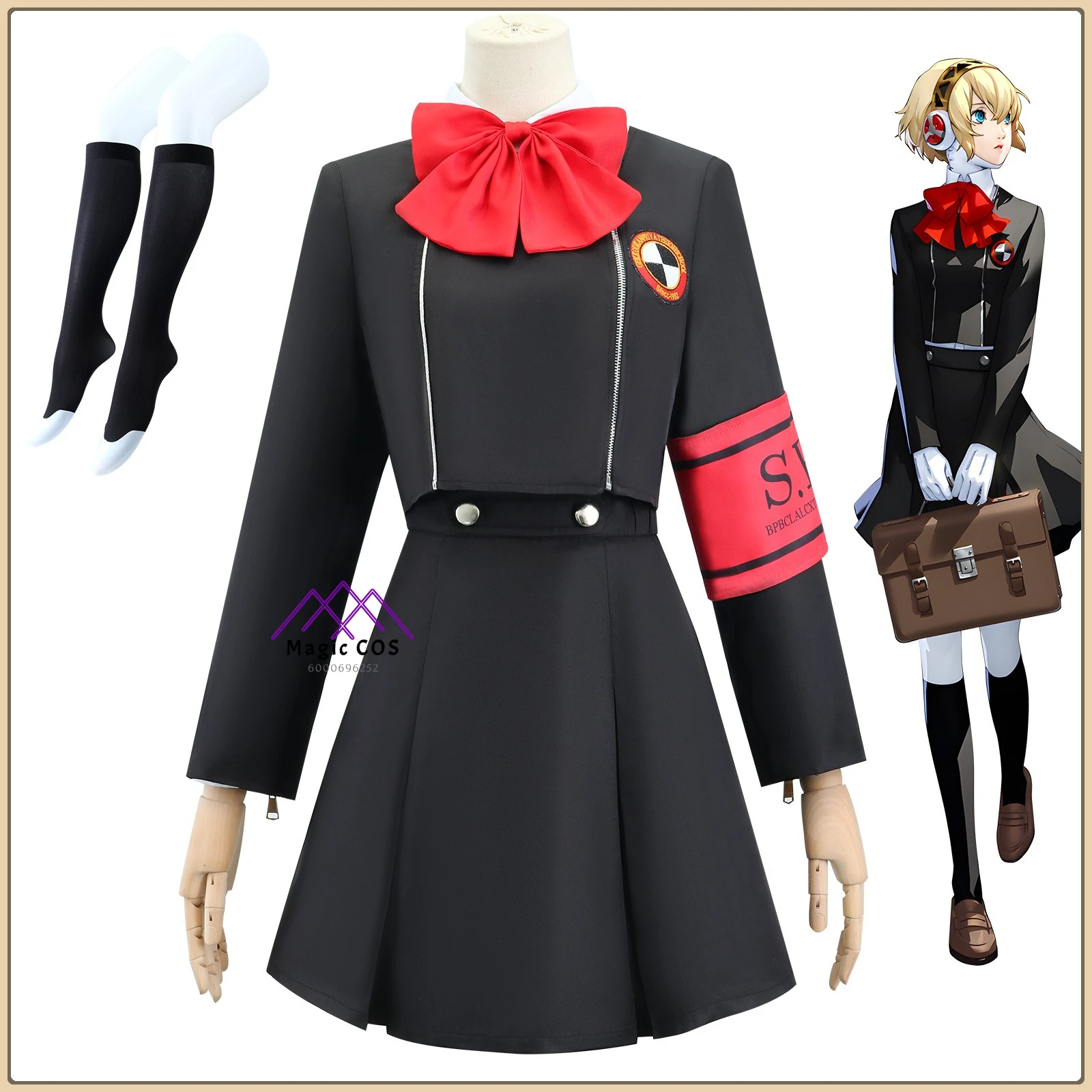 

Aigis Cosplay Costume Comic Con Mecha Set + Wig + Gloves + Shoulder PadsWomen's High Quality Anime Outfit for Comic Con Party