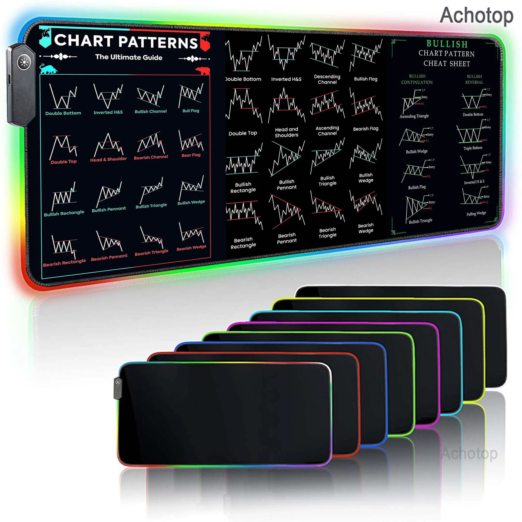 Stock market chart pattern RGB LED Mouse Pad Large Computer Gaming Accessories MousePad Desk Mat Laptop Soft Mice Pad Mouse Mat