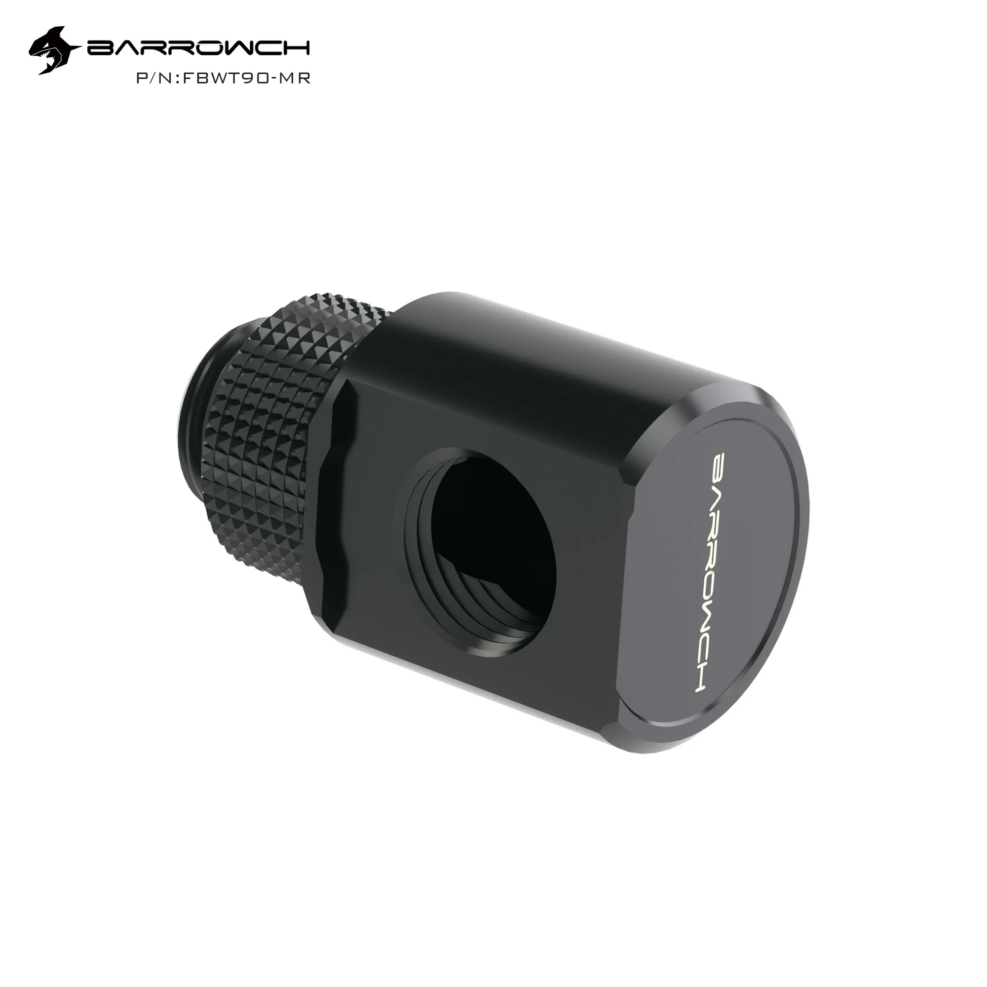 Barrowch 90 ° adaptador rotativo thread g1/4 thread rosca preto/prata com superfície lisa água refrigerar adaptadores metal masculino para famale FBWT90-MR