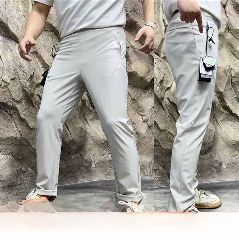

Leavo Johnson Luxury Lightweight Laser-Punched Breathable Men's Spring Summer Thin Casual Pants Straight Leg Long Youthful Sle
