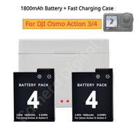 For Dji Osmo Action 4 1800mAh Rechargeable Li-ion Battery , Dual Slot Battery Charger Storage Box For Action 4 Camera Accessory