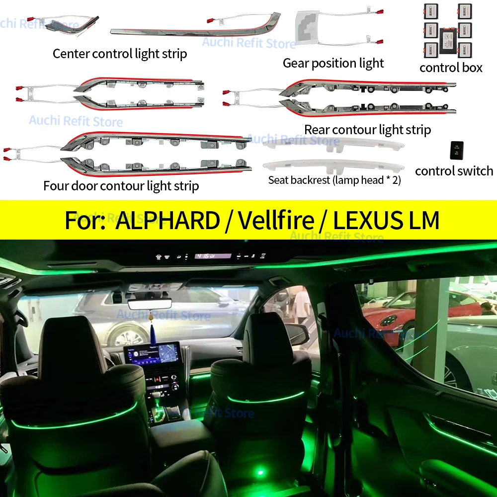 

64 Colours LED Ambient Light For Toyota Alphard Vellfire Lexus LM 2015-2023 Car Interior Decorative Atmosphere Lamp Refit Part